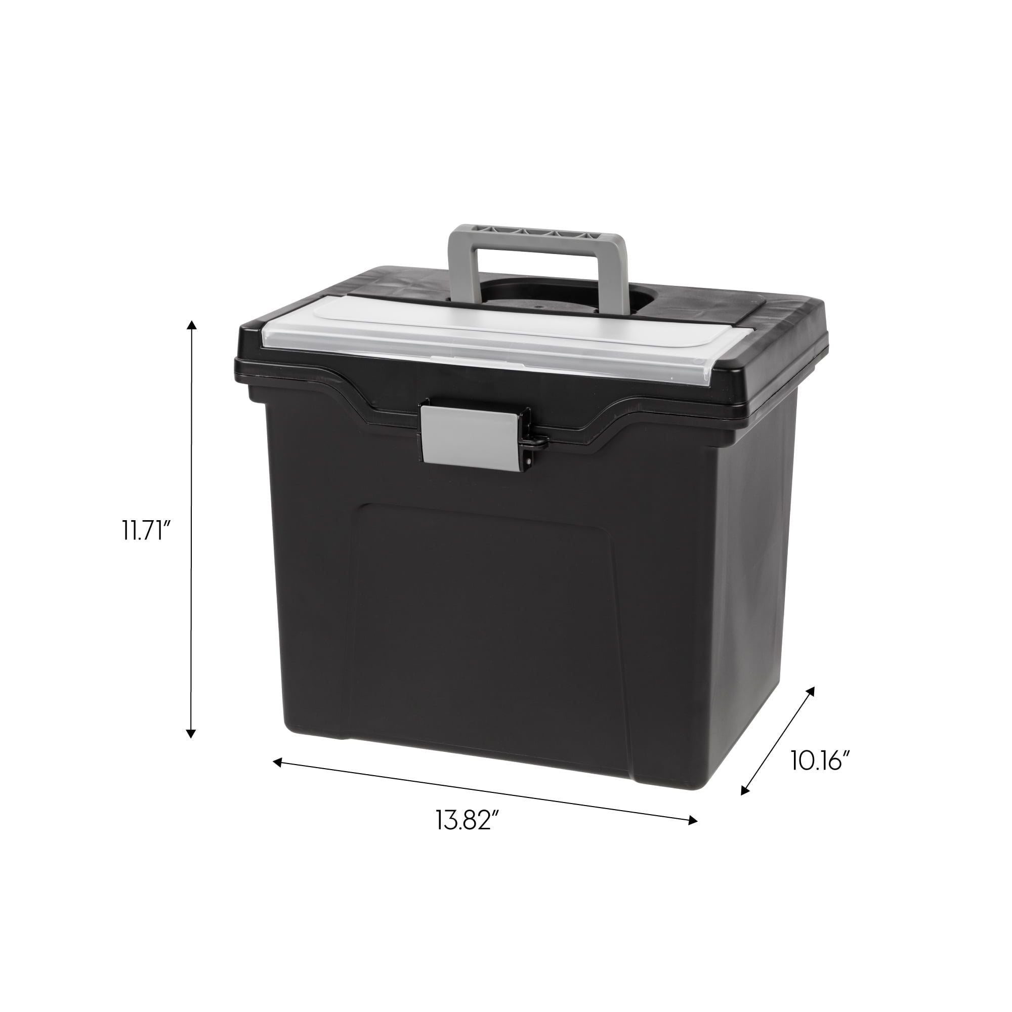 Portable File Organizer with Organizer Lid and Secure Buckle - Black