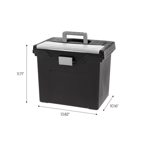 Portable File Organizer with Organizer Lid and Secure Buckle - Black