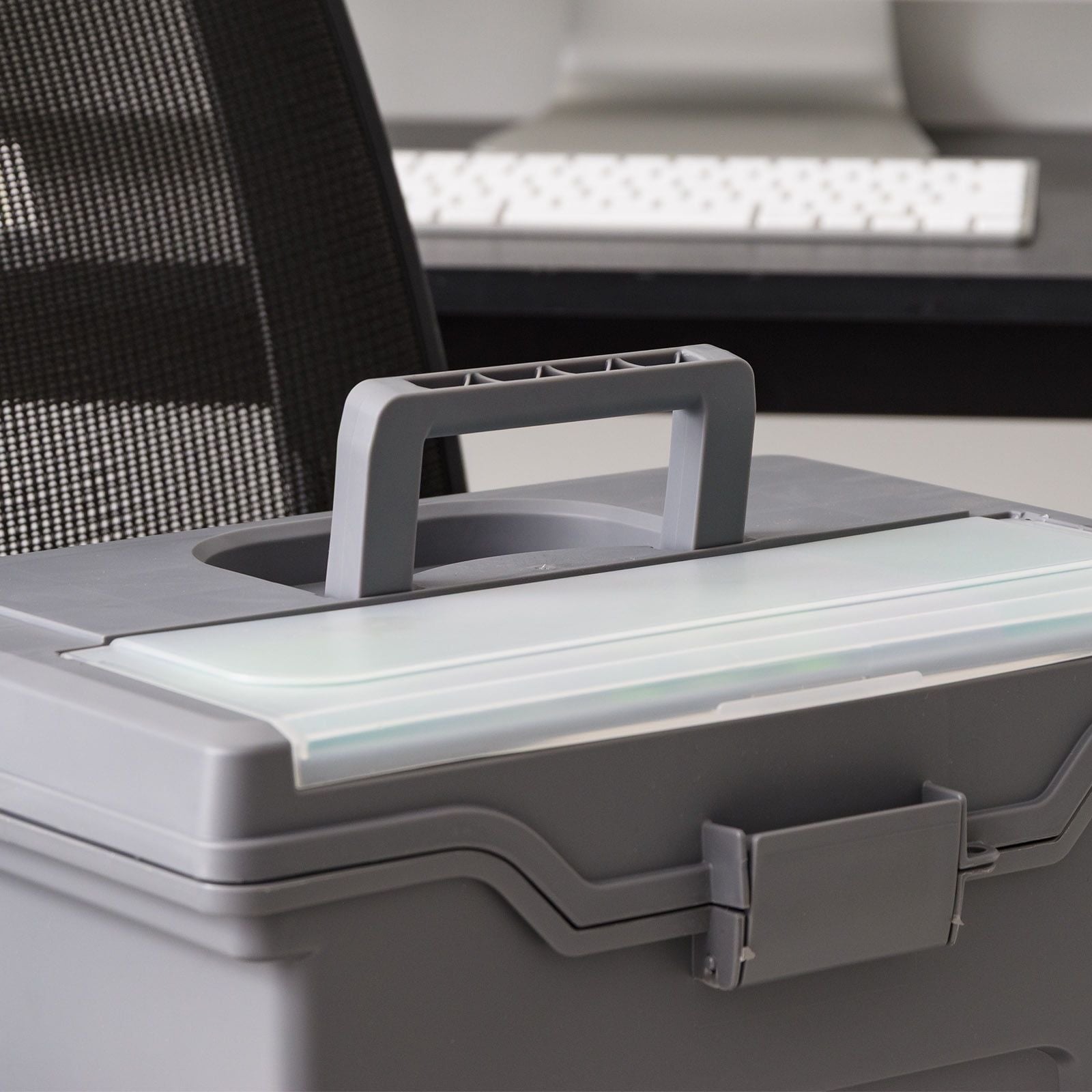 Portable File Organizer with Organizer Lid and Secure Buckle - Black
