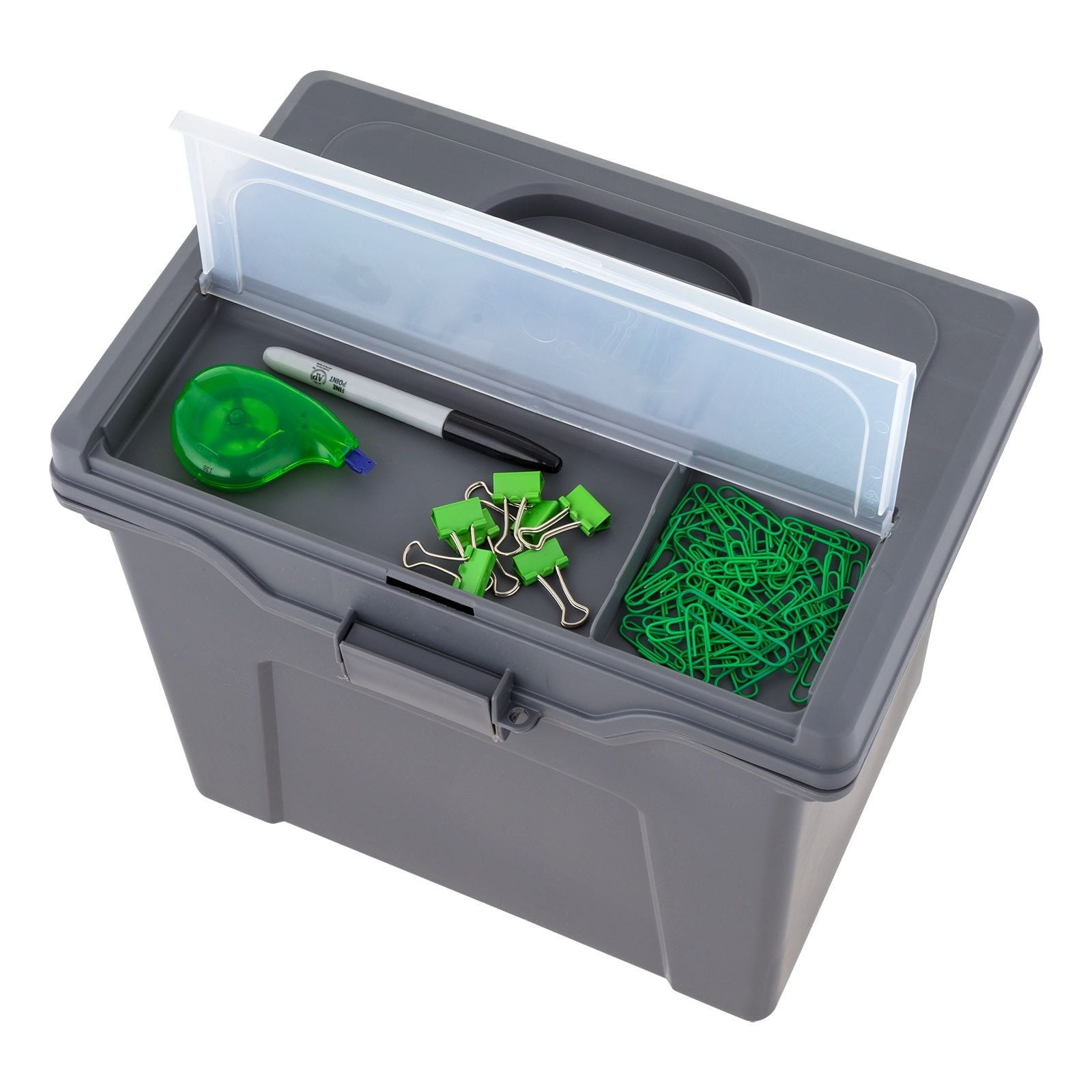 Portable File Organizer with Organizer Lid and Secure Buckle - Black