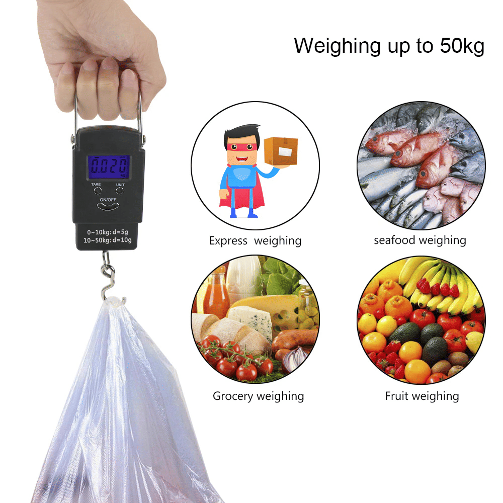 Portable LCD Hanging Scale for Fish and Luggage