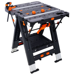Portable Folding Work Table, 2-in-1 as Sawhorse & Workbench, Large Load Capacity with 2pcs