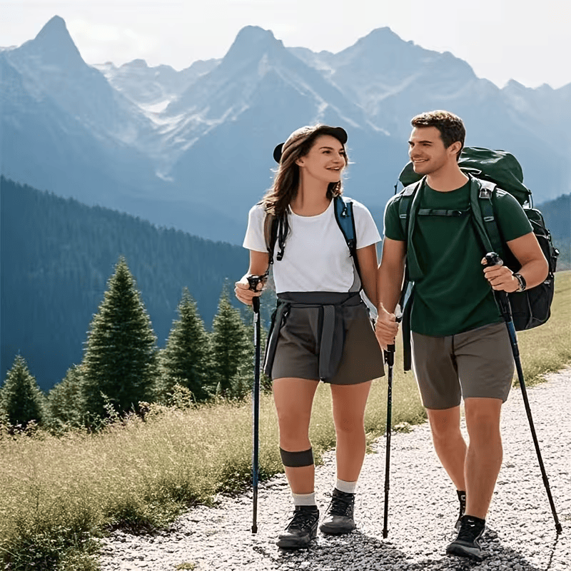Green Five-Section Foldable Trekking Poles