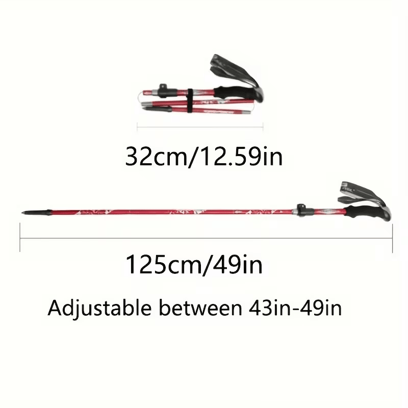 Green Five-Section Foldable Trekking Poles