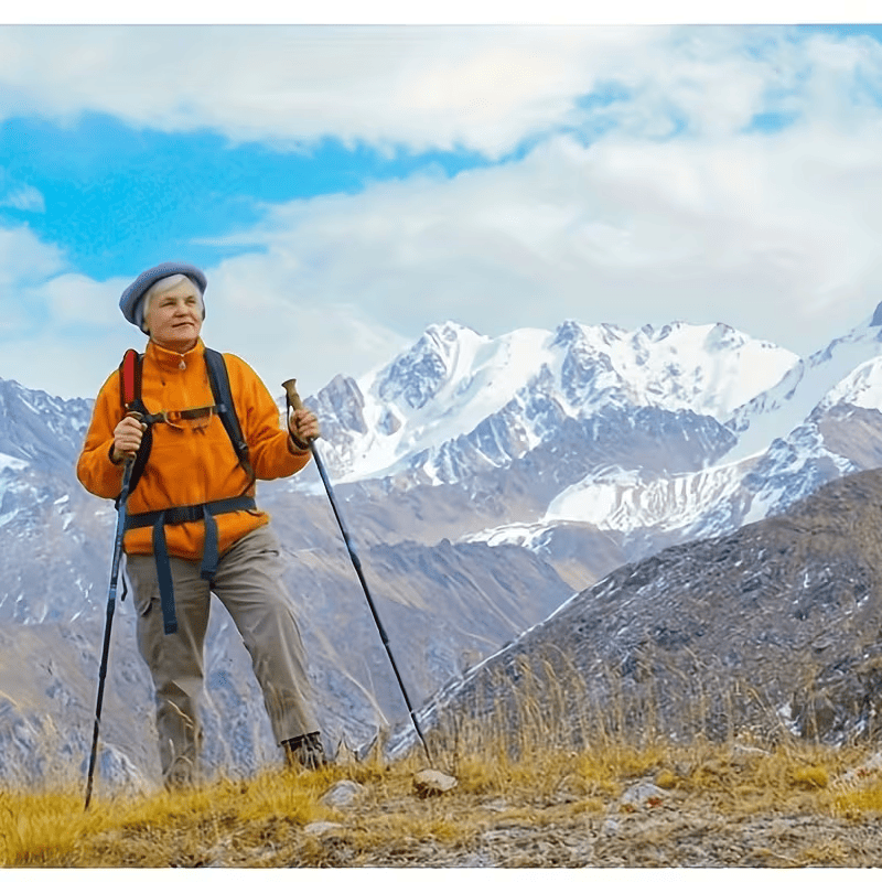 Green Five-Section Foldable Trekking Poles