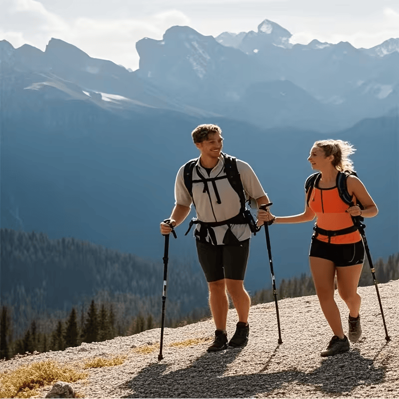Green Five-Section Foldable Trekking Poles