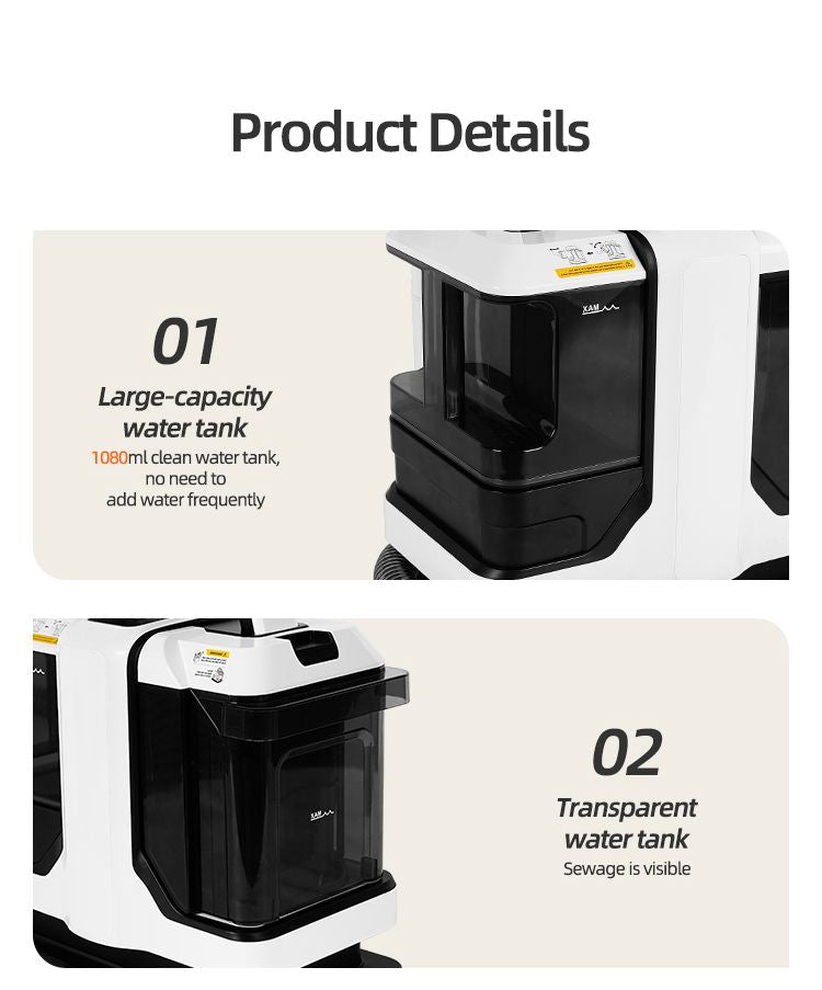 Portable Carpet Cleaning Machine with Strong Suction and Dual Brushes
