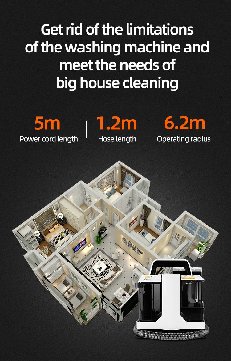 Portable Carpet Cleaning Machine with Strong Suction and Dual Brushes