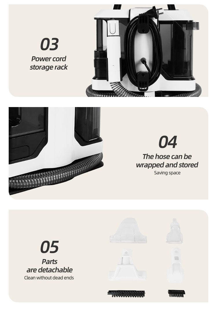 Portable Carpet Cleaning Machine with Strong Suction and Dual Brushes
