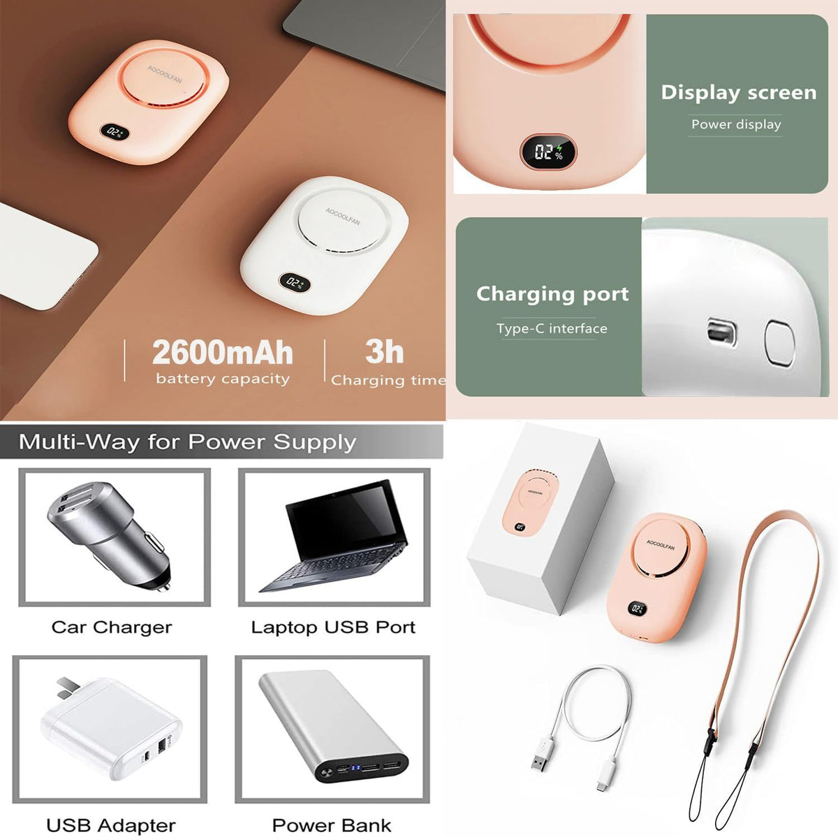 Portable Neck Fan – Rechargeable Hands-Free Cooling