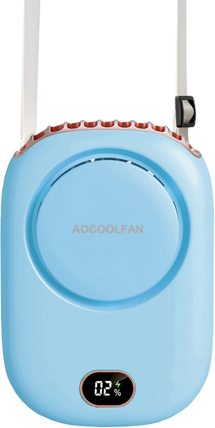 Portable Neck Fan – Rechargeable Hands-Free Cooling - light blue