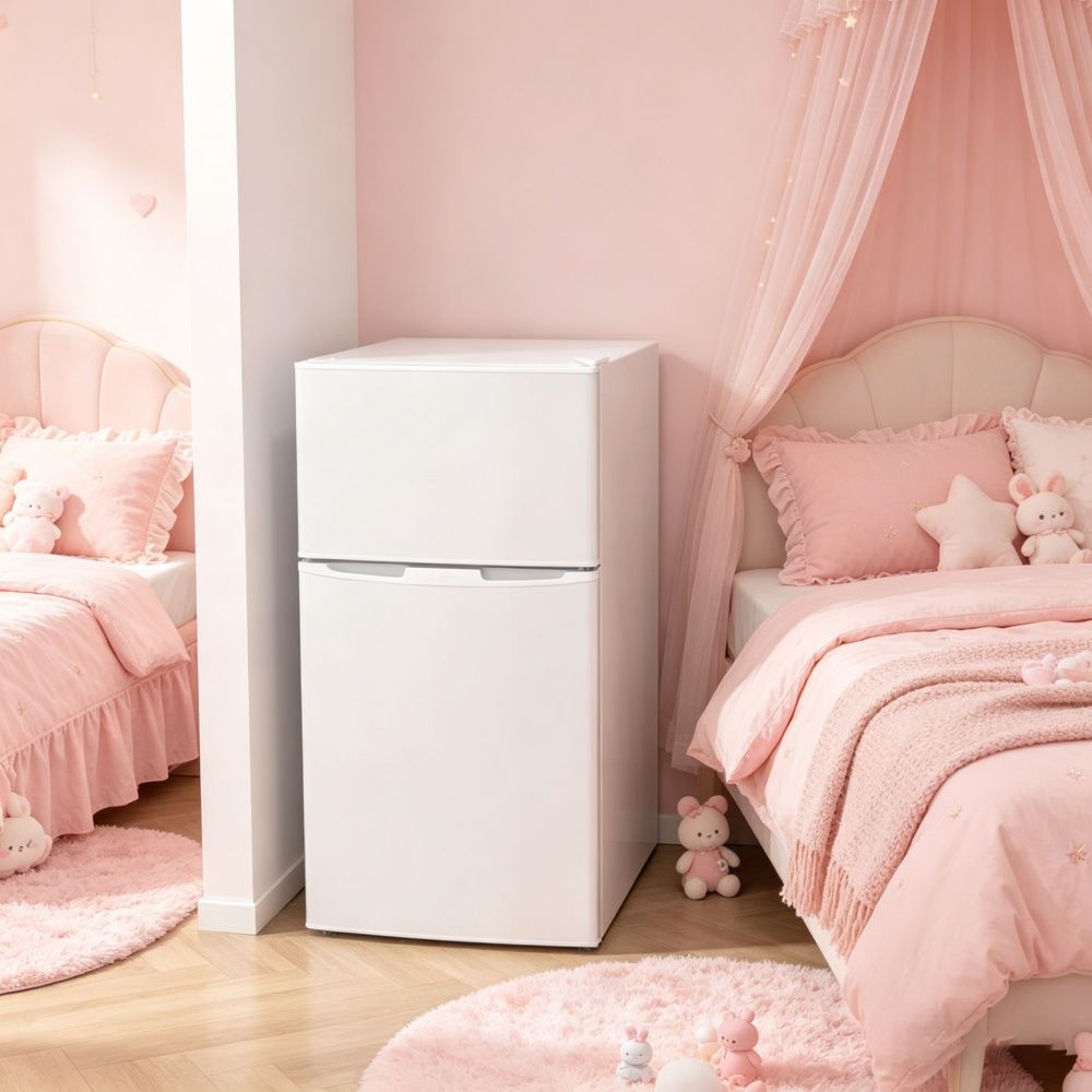 Compact Mini Fridge with Freezer and Adjustable Shelves
