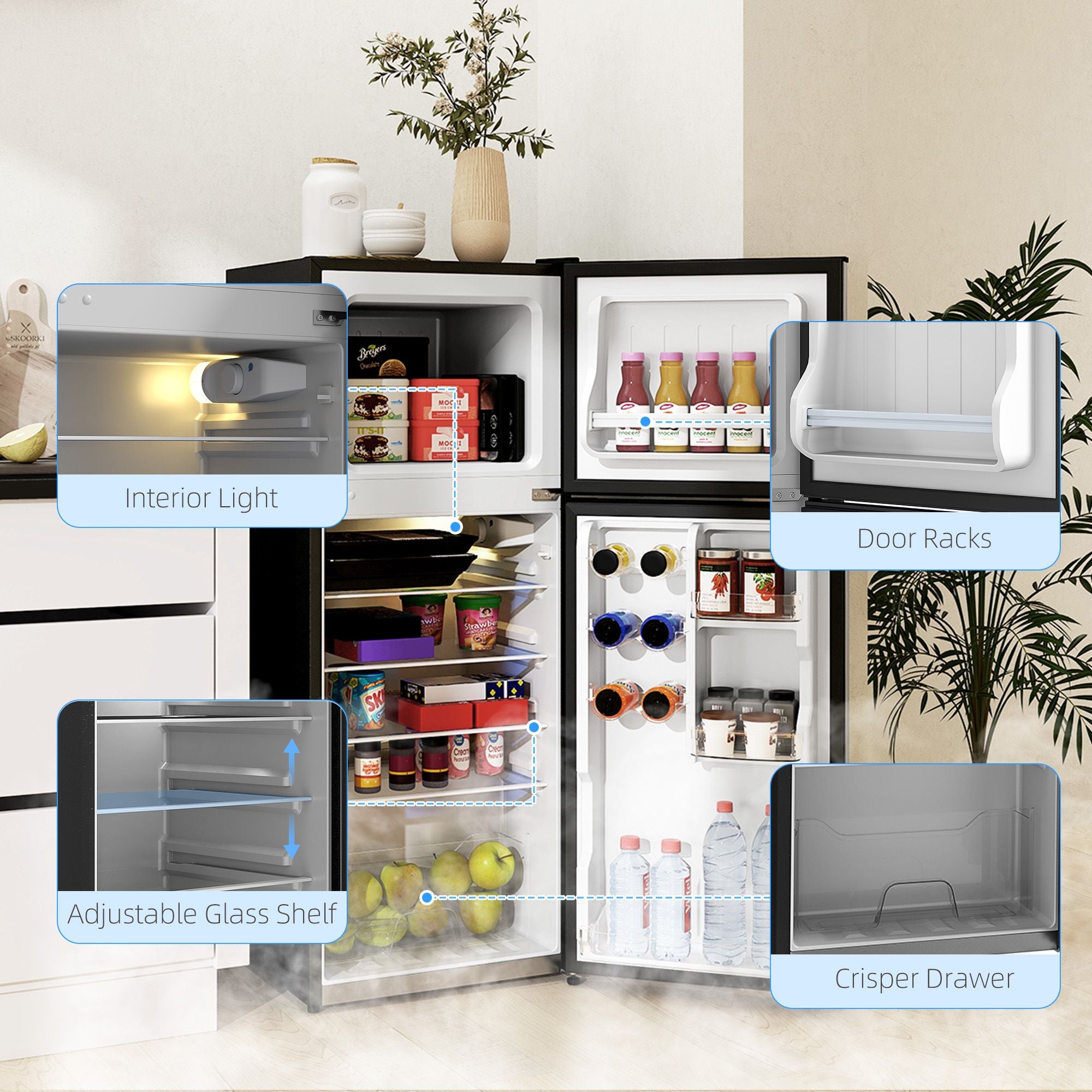 Portable Mini Fridge with Freezer – Quiet & Energy-Efficient