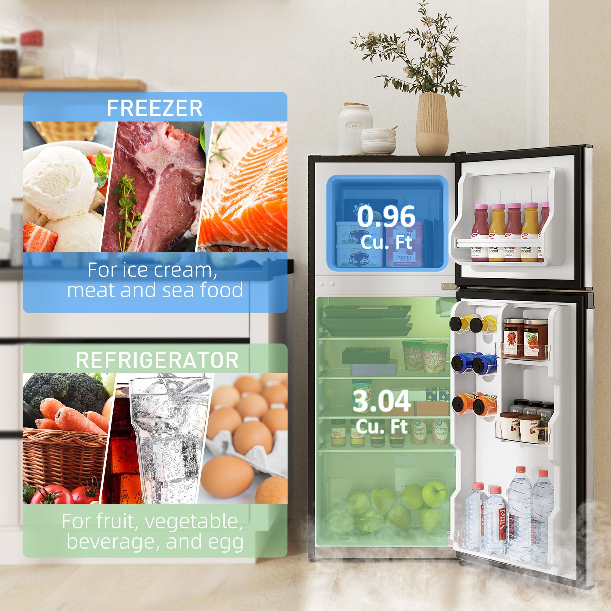 Portable Mini Fridge with Freezer – Quiet & Energy-Efficient
