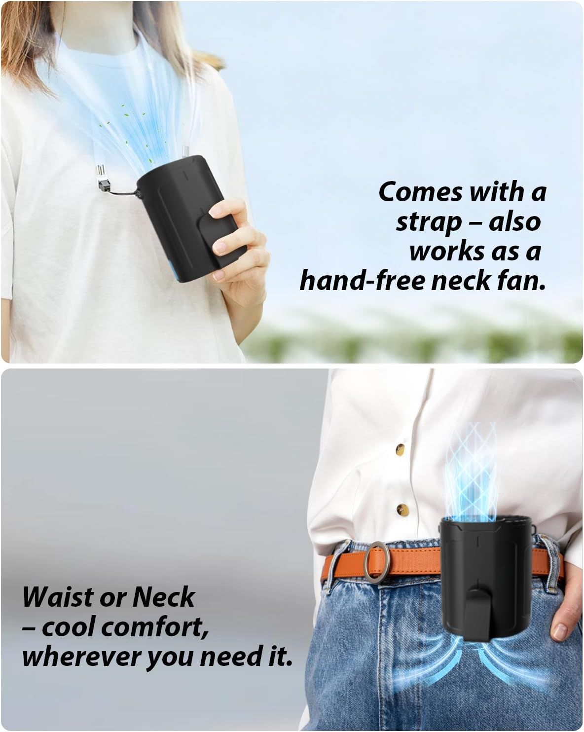 Hands-Free Rechargeable Fan for Work and Travel