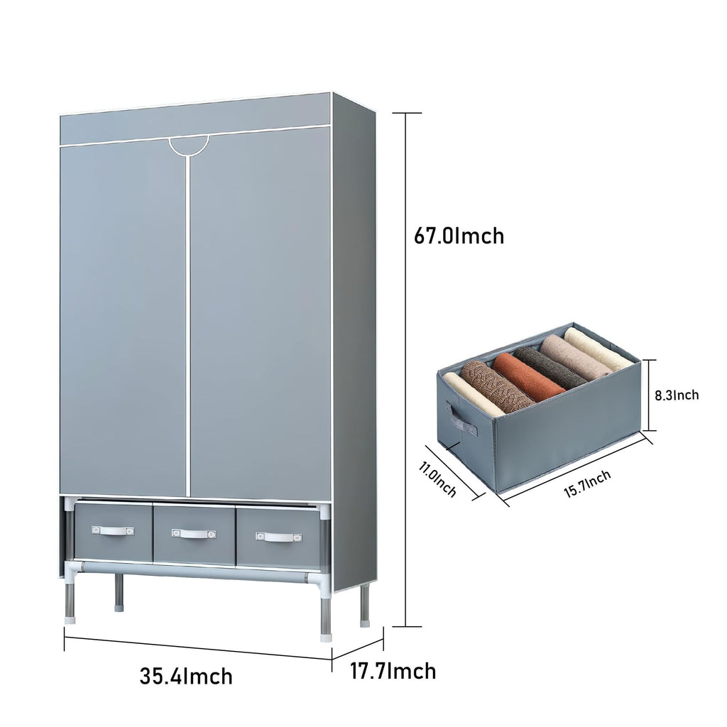 Portable Closet Organizer with Hanging Rack and Drawers