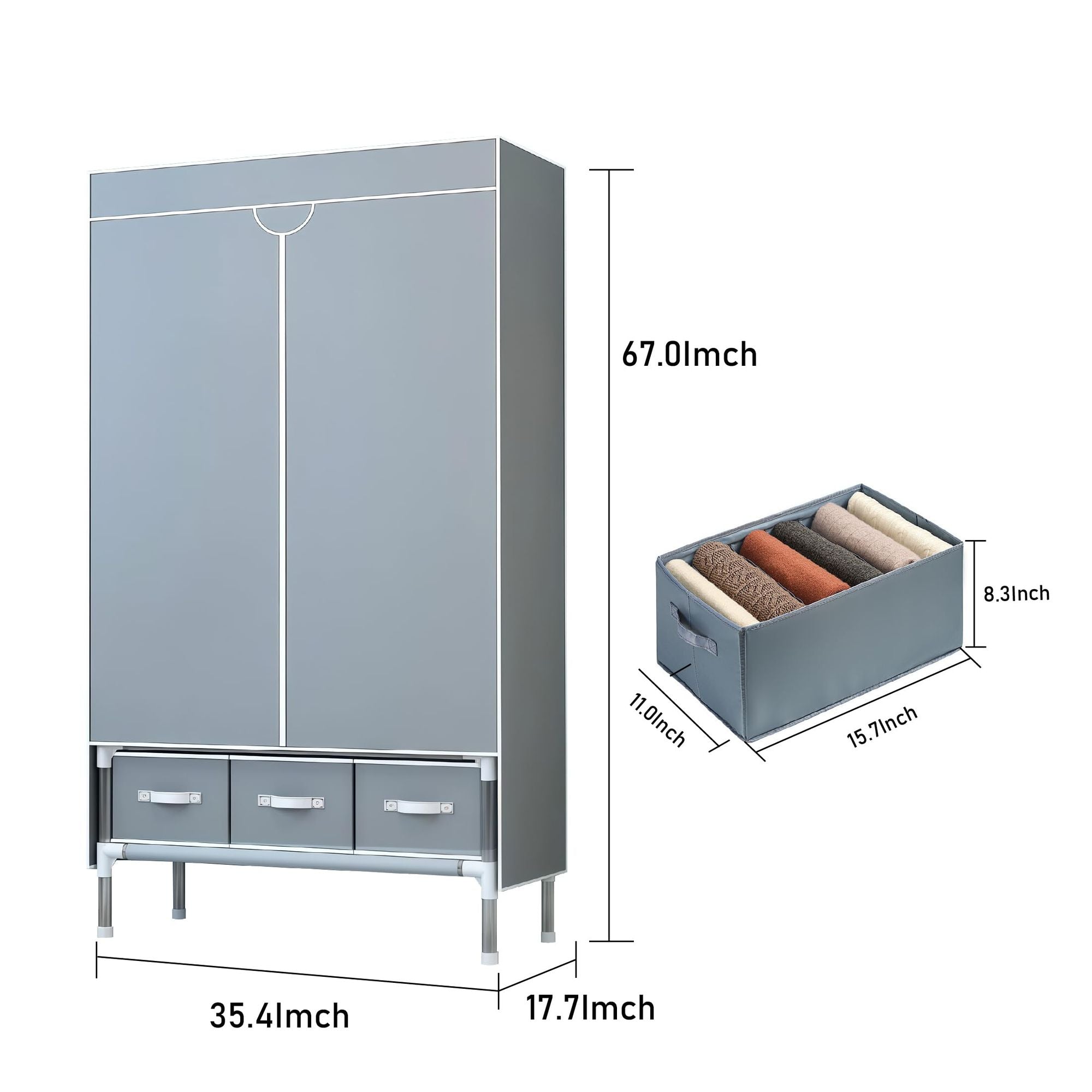 Portable Closet Organizer with Hanging Rack and Drawers
