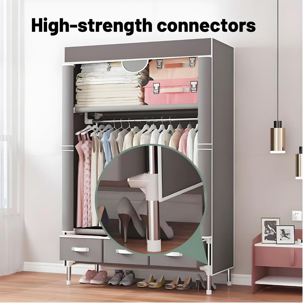 Portable Closet Organizer with Hanging Rack and Drawers
