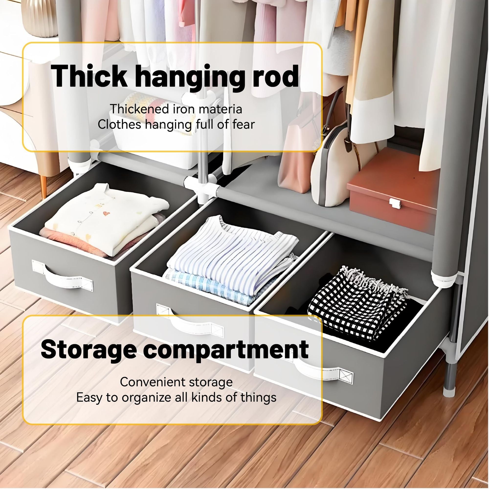 Portable Closet Organizer with Hanging Rack and Drawers