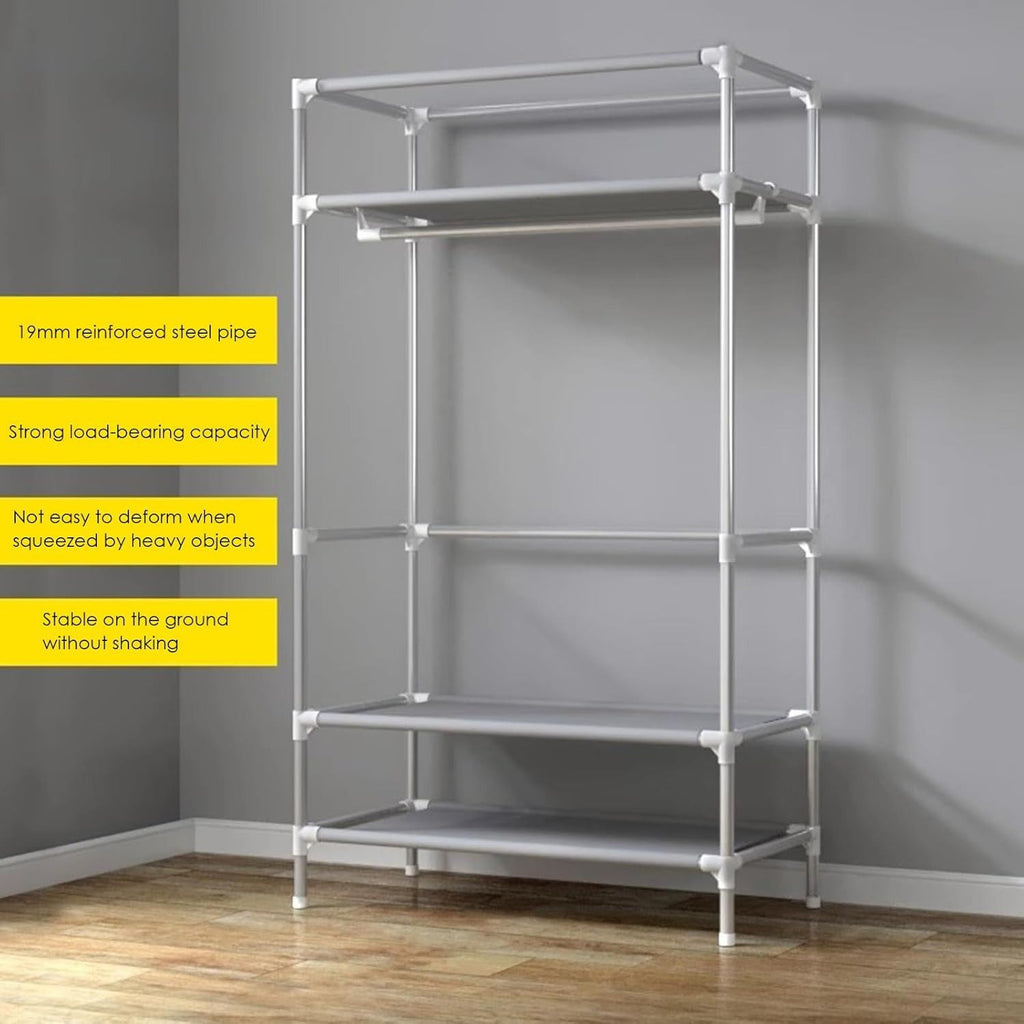 Portable Closet Organizer with Hanging Rack and Drawers