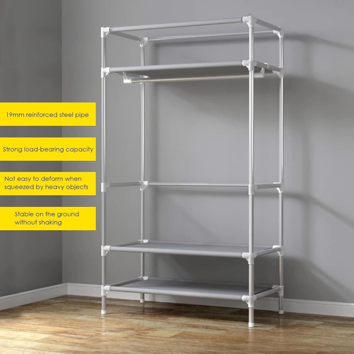 Portable Closet Organizer with Hanging Rack and Drawers