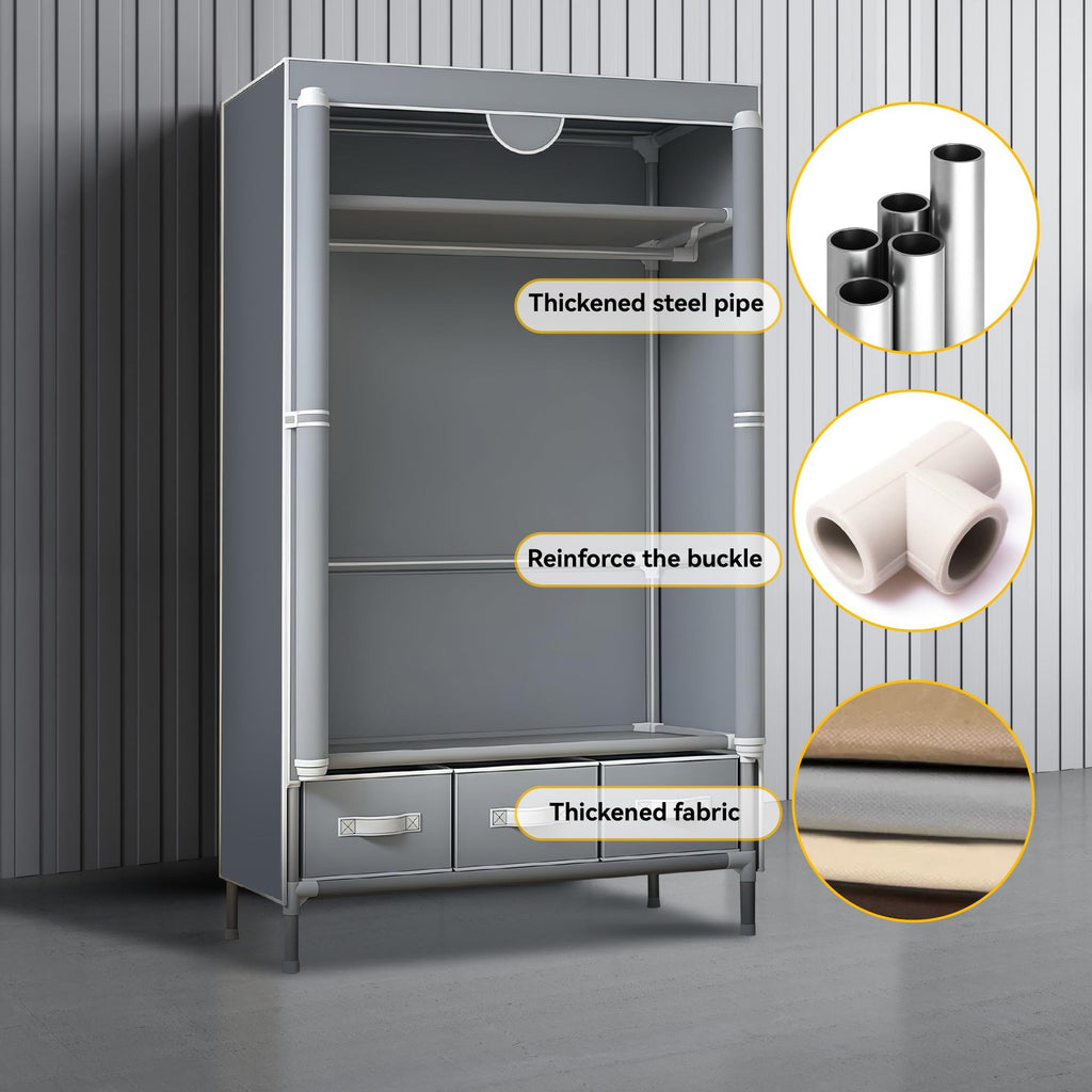 Portable Closet Organizer with Hanging Rack and Drawers