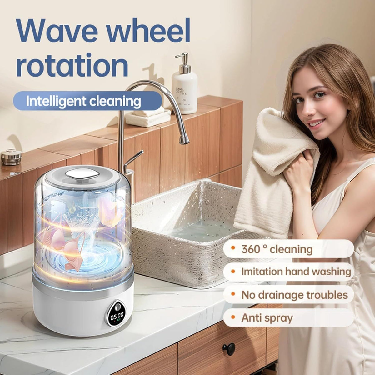 Cordless Mini Washer for Delicates and Travel