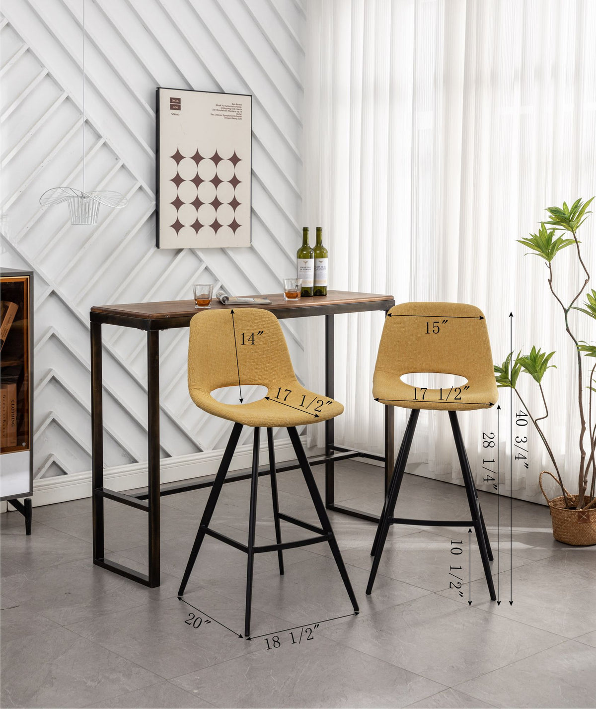 Porth Fabric Counter Height Stools, Set of 2 – Plush Seating with Footrests