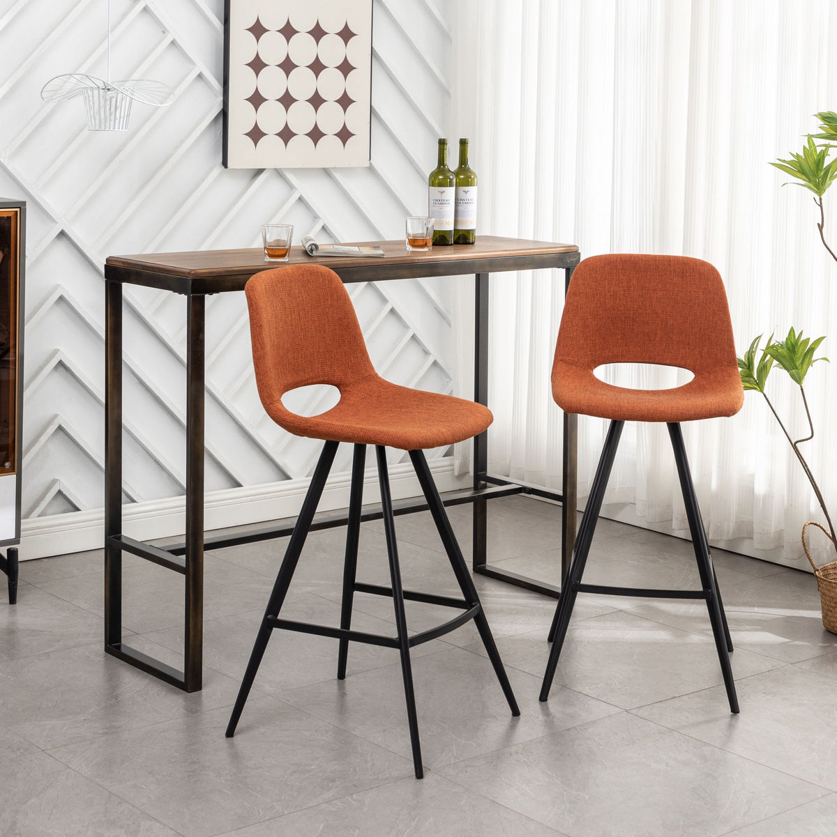 Porth Fabric Counter Height Stools, Set of 2 – Plush Seating with Footrests