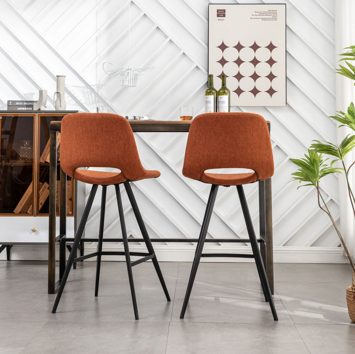 Porth Fabric Counter Height Stools, Set of 2 – Plush Seating with Footrests