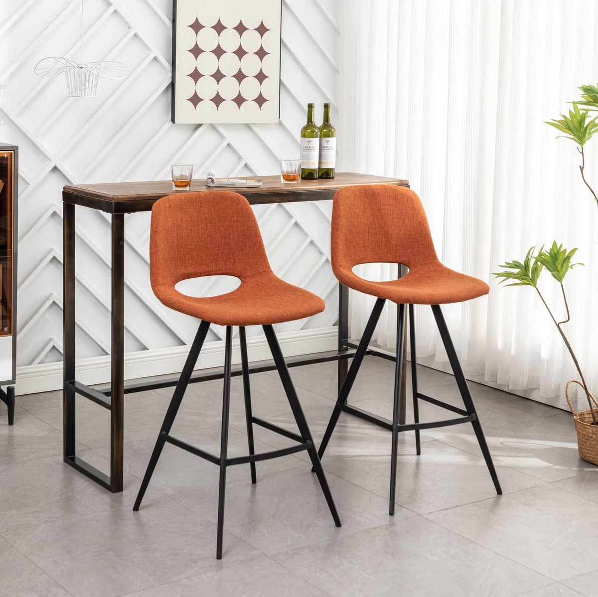 Porth Fabric Counter Height Stools, Set of 2 – Plush Seating with Footrests