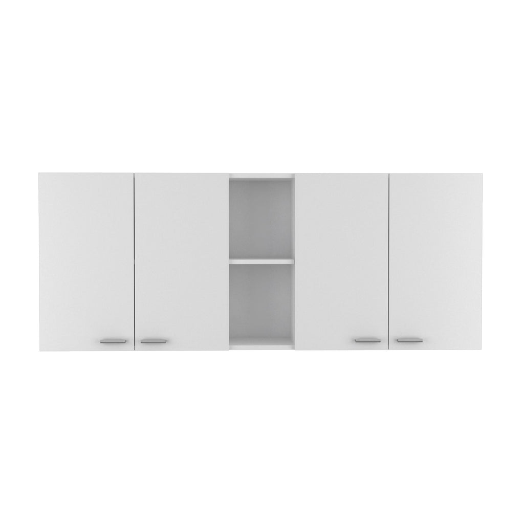 Portofino 150 Wall Cabinet – Double Door, Open Shelving, Built-In Dish Rack – White
