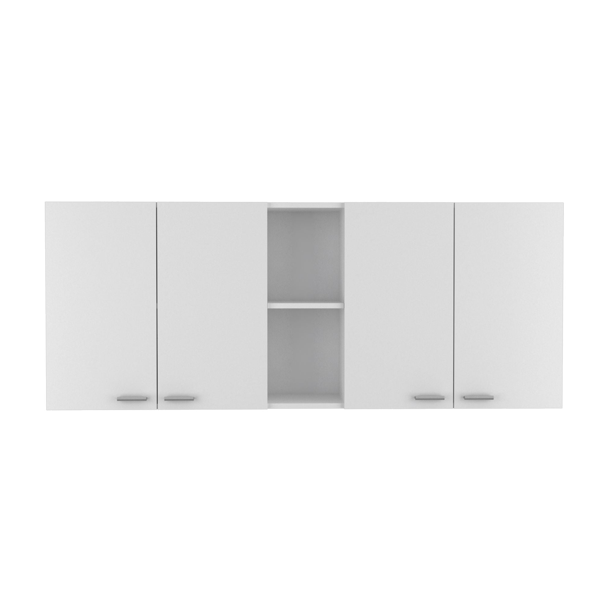 Portofino 150 Wall Cabinet – Double Door, Open Shelving, Built-In Dish Rack – White
