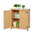 Outdoor Potting Bench with Storage Cabinet and Metal Table Top