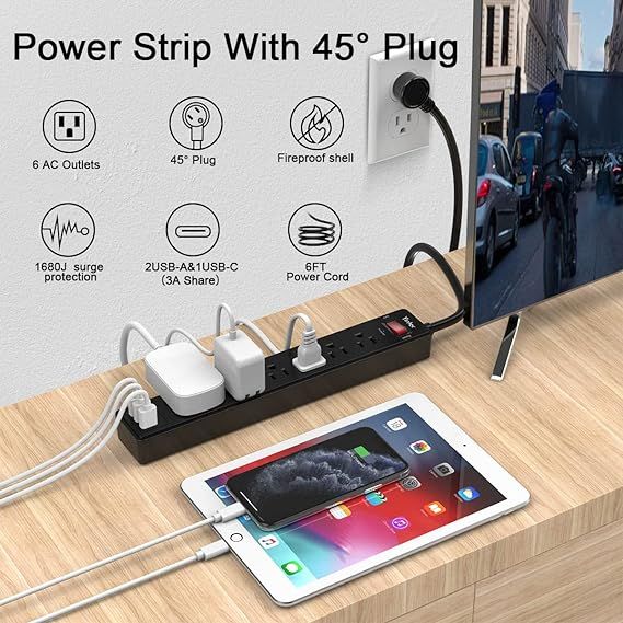 Yintar Power Strip with USB Ports and Surge Protection