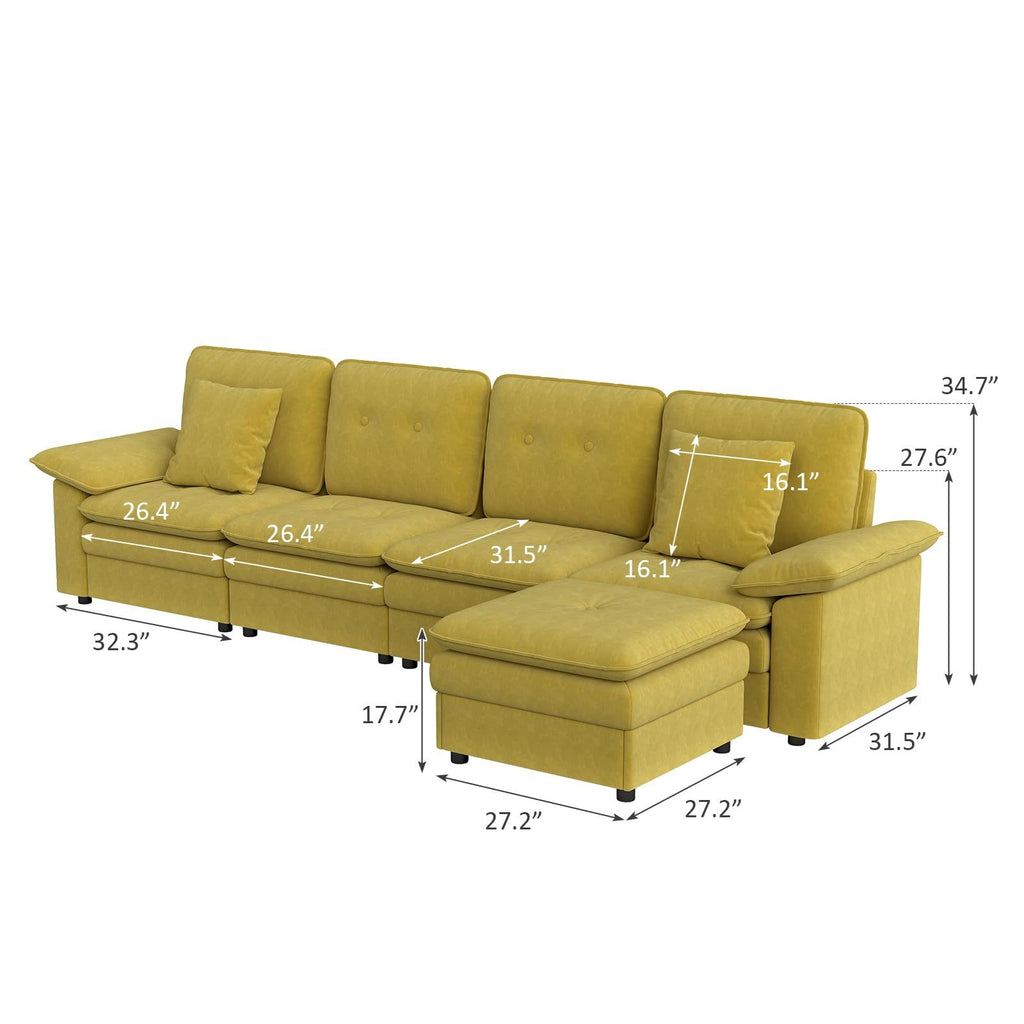 Six-Seat Modular Sectional with Movable Ottoman