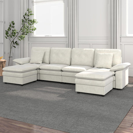 Six-Seat Modular Sectional with Movable Ottoman