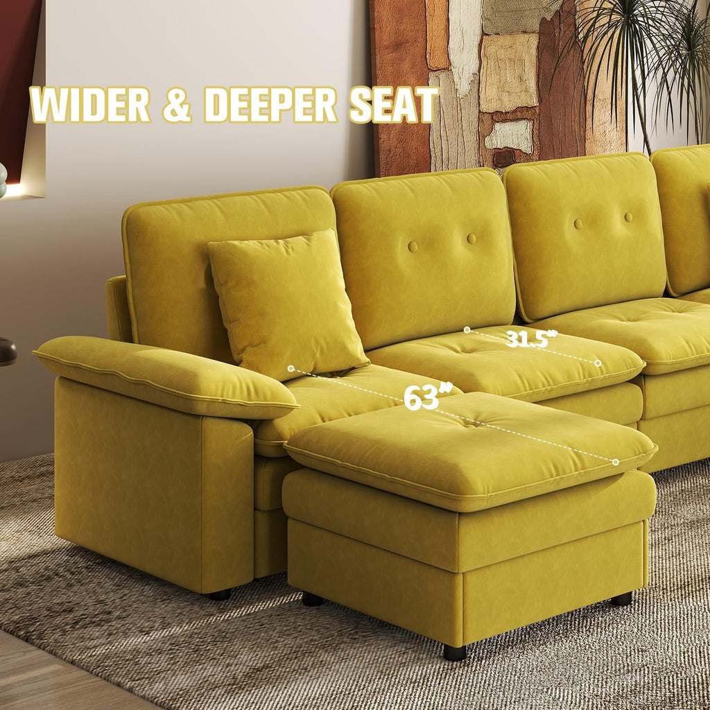 Six-Seat Modular Sectional with Movable Ottoman