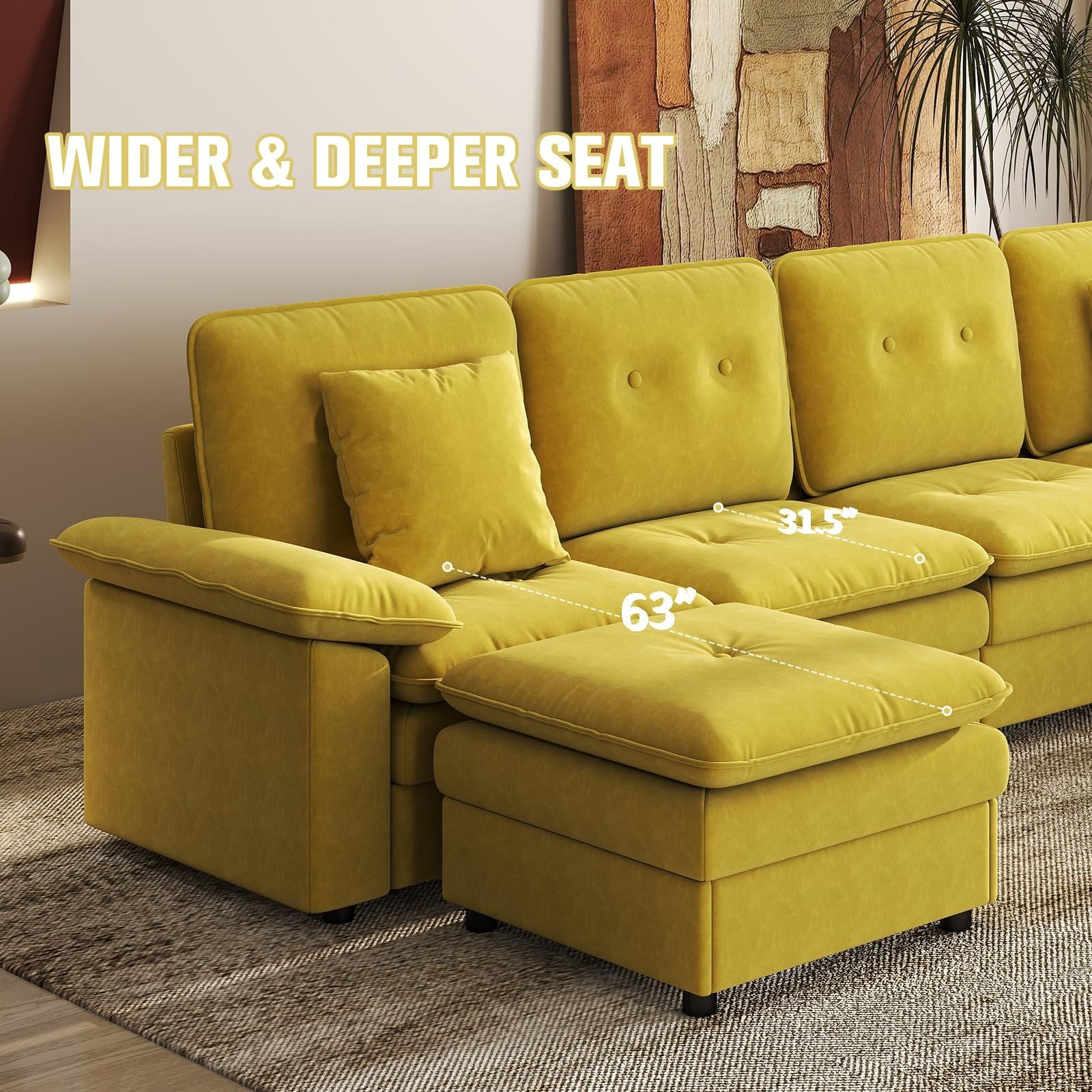 Six-Seat Modular Sectional with Movable Ottoman