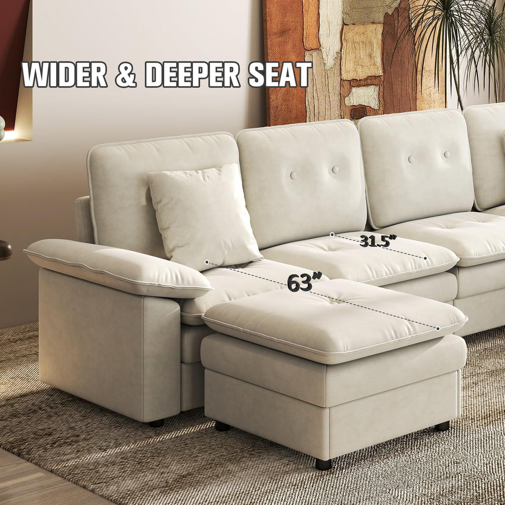 Six-Seat Modular Sectional with Movable Ottoman