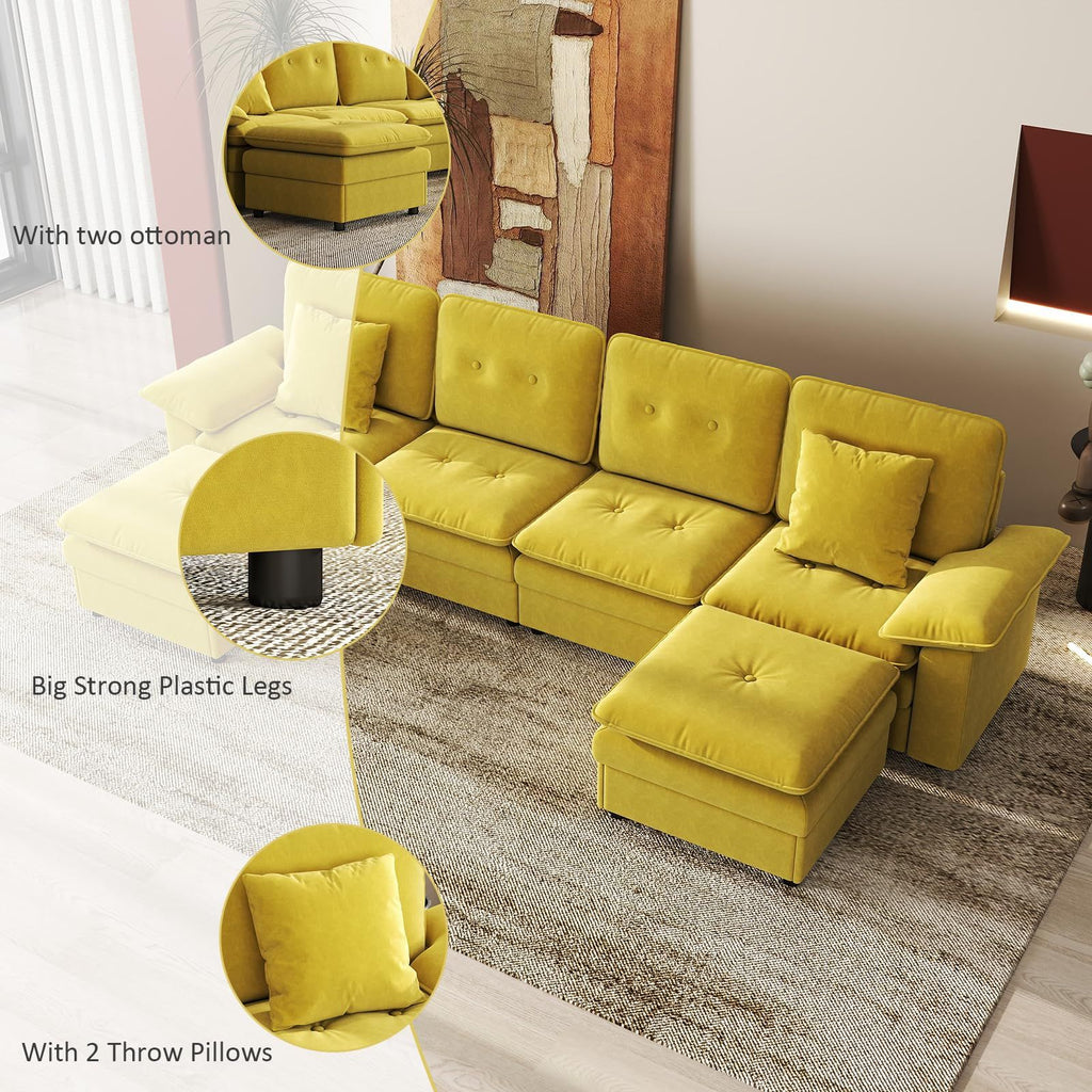 Six-Seat Modular Sectional with Movable Ottoman