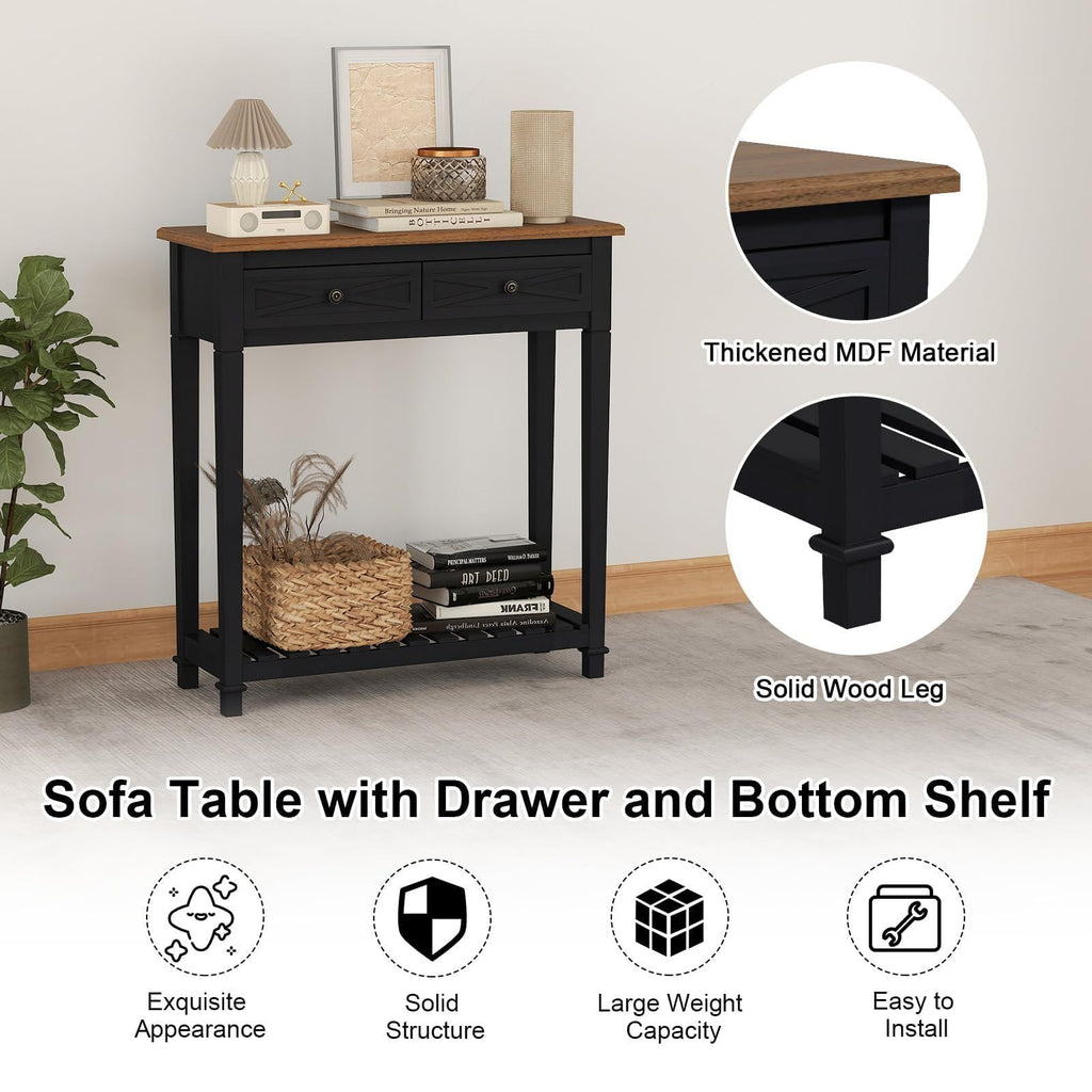 Narrow Entryway Console Table with Drawers and Shelf