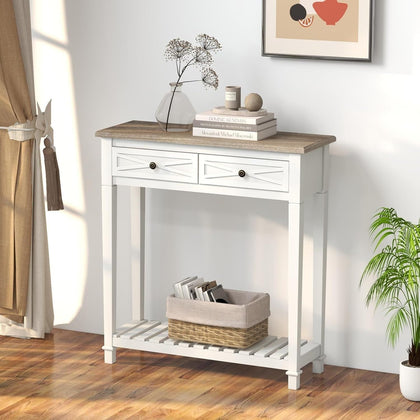 Narrow Entryway Console Table with Drawers and Shelf