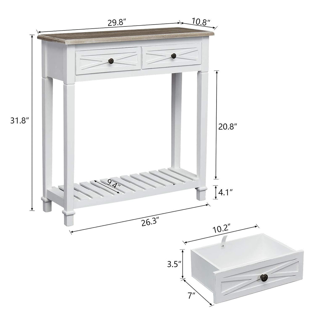 Narrow Entryway Console Table with Drawers and Shelf