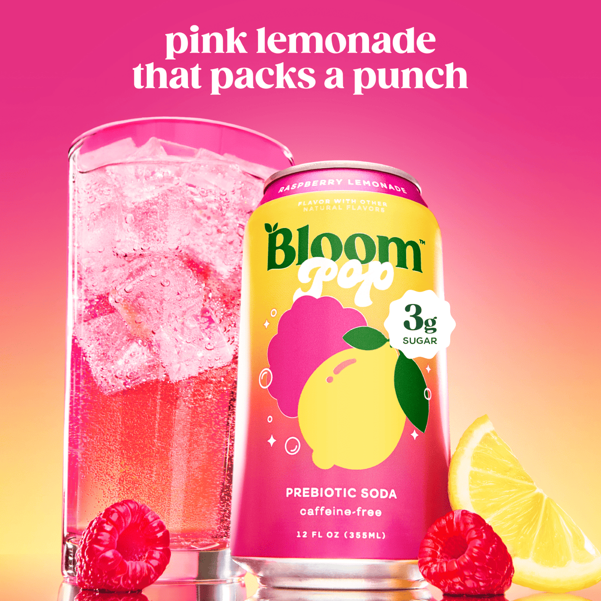 Raspberry Lemon Prebiotic Soda Without Caffeine