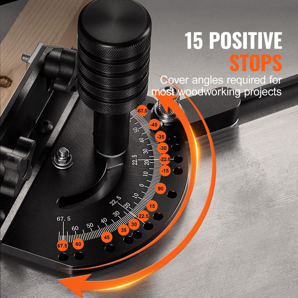 Precision Table Saw Miter Gauge with Preset Angle Stops