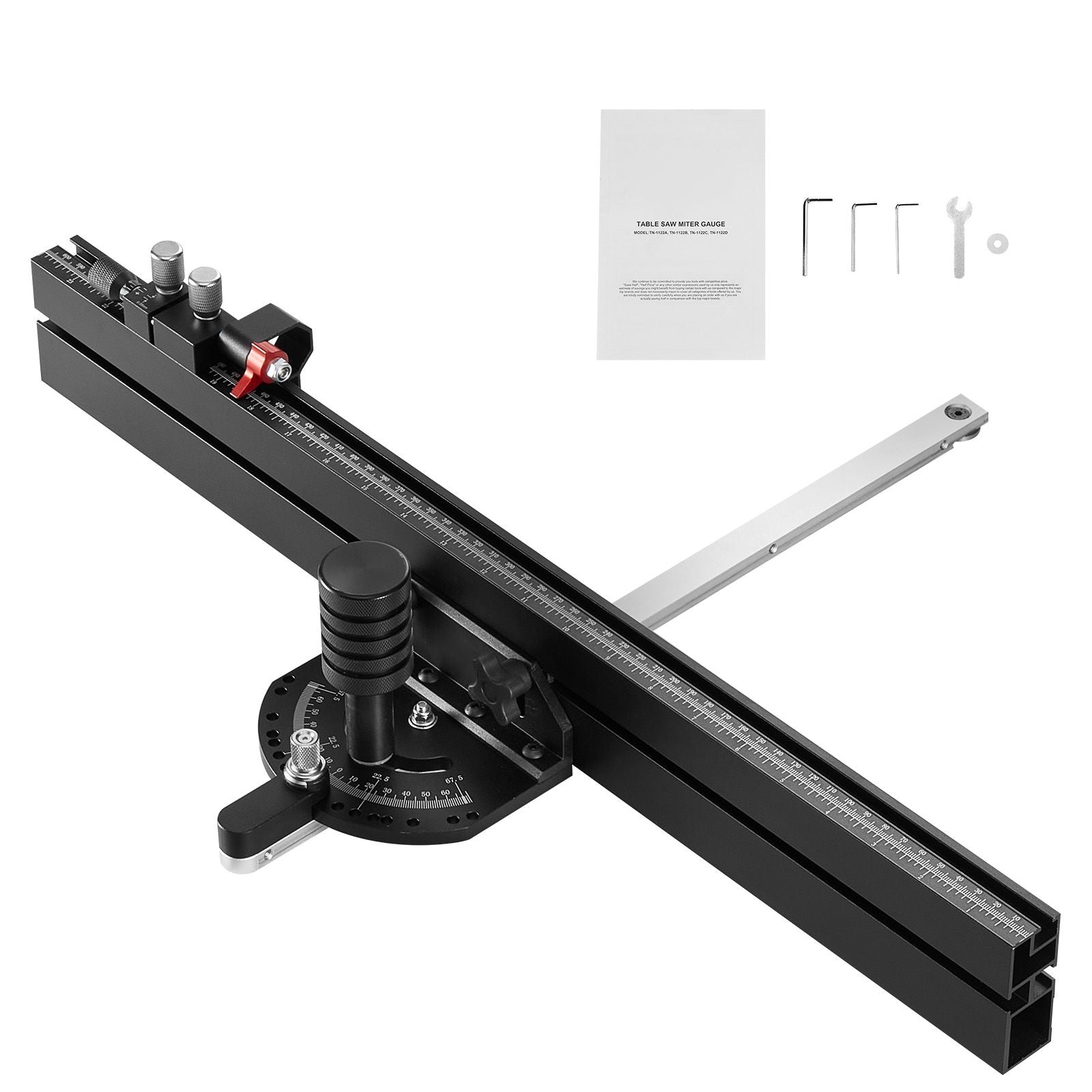 Precision Table Saw Miter Gauge with Preset Angle Stops