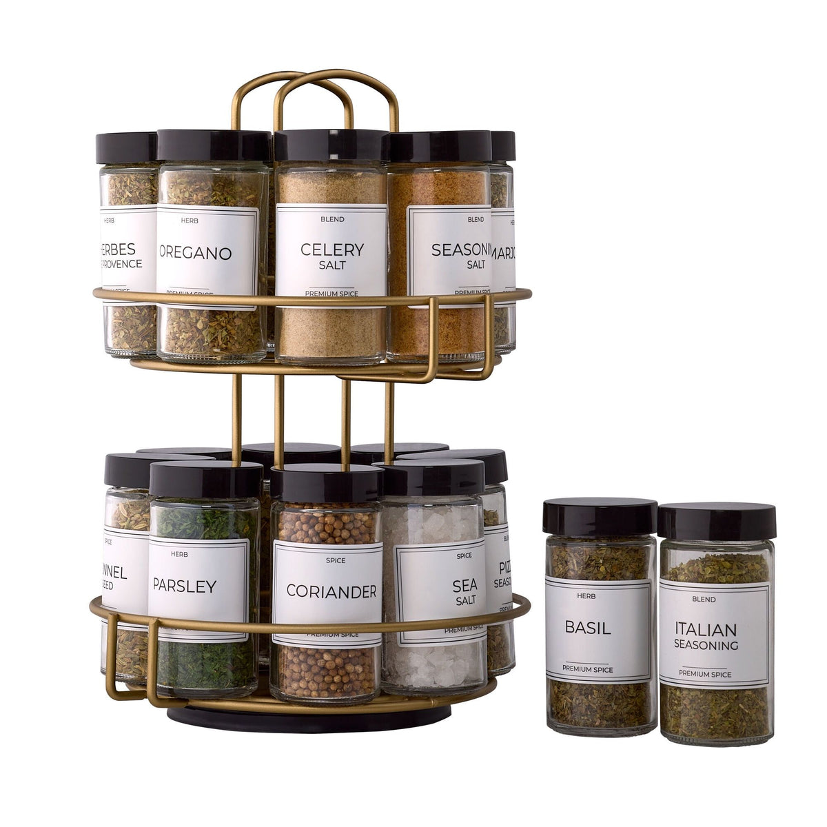 Revolving Tiered Countertop Spice Rack Keeps Seasonings Close