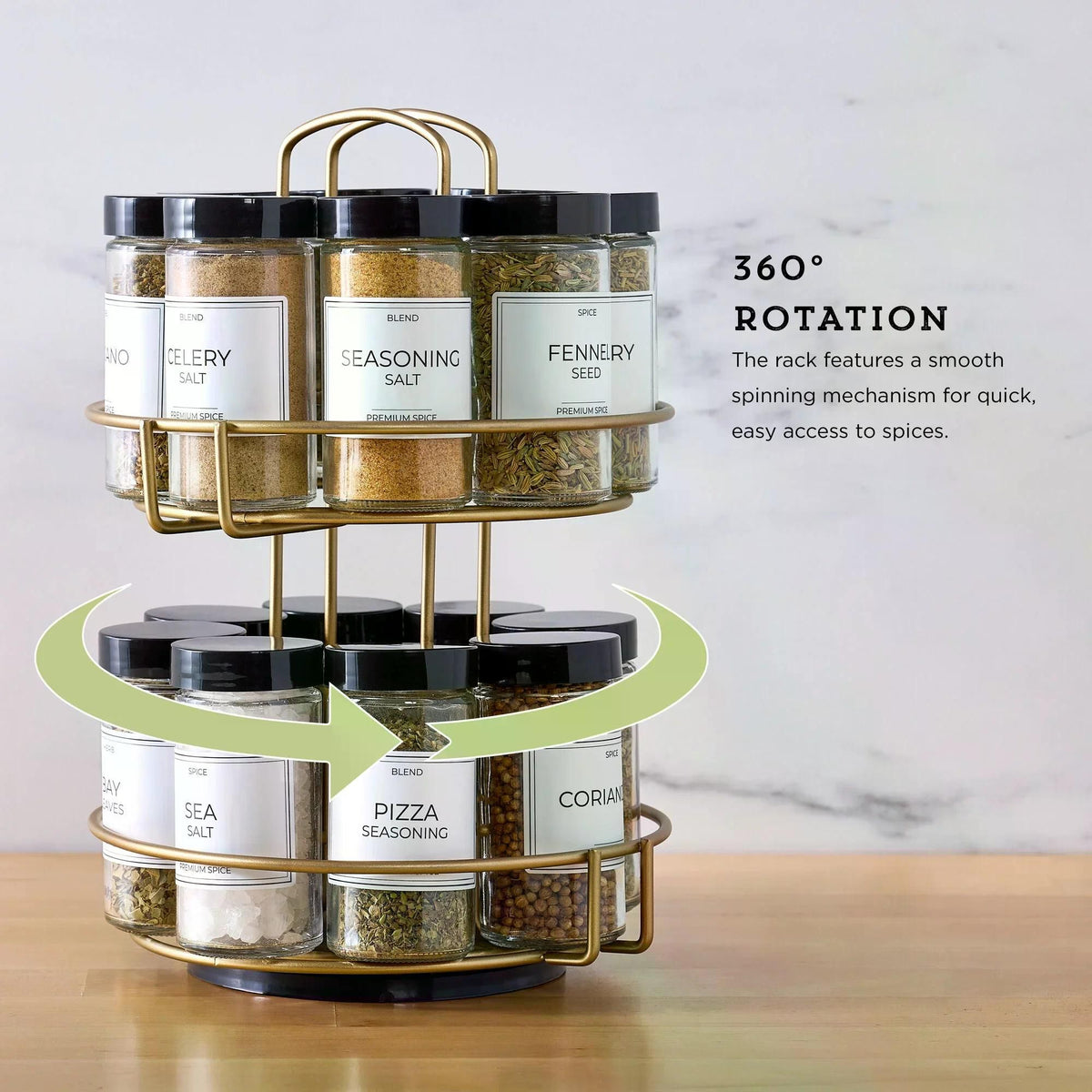 Revolving Tiered Countertop Spice Rack Keeps Seasonings Close