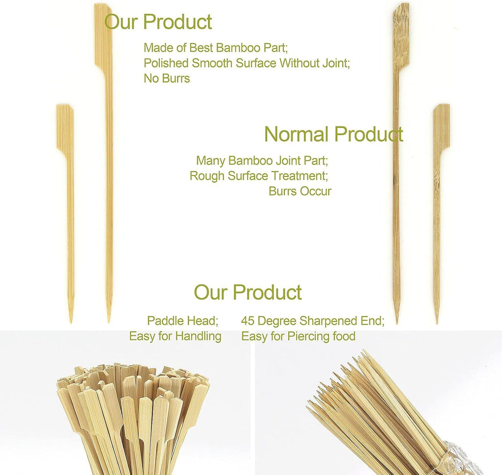 Small Bamboo Paddle Skewers for Appetizers and Cocktail Party Finger Food